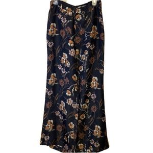 Derek Lam Jacquard Floral Trousers Side Cable Stripe Black Floral Pants